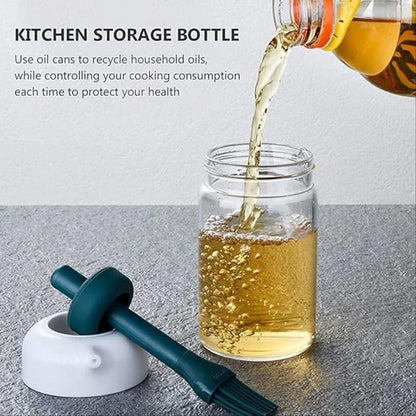 Plastic 2 in 1 Oil Dispenser Bottle with Silicone Brush