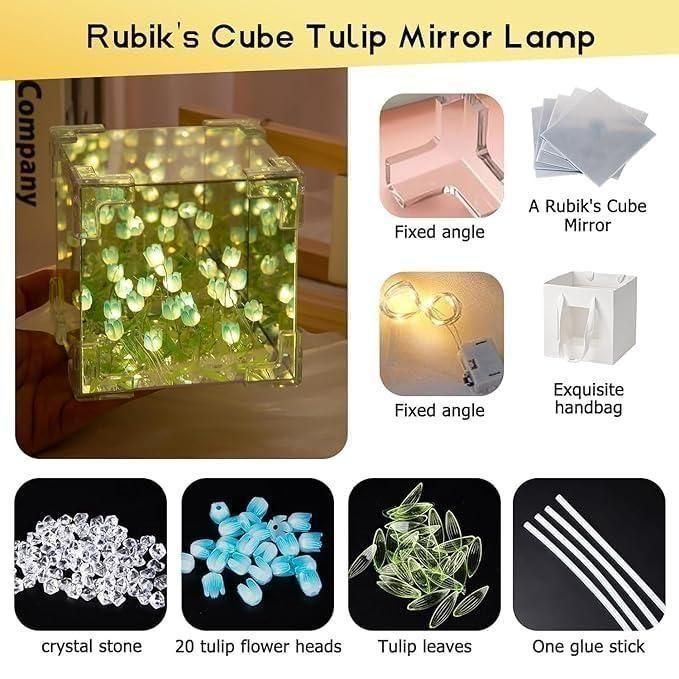 ZYRAA Tulip Cube Mirror Lamp