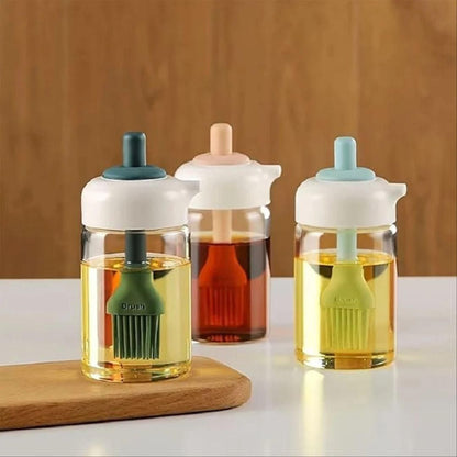 Plastic 2 in 1 Oil Dispenser Bottle with Silicone Brush