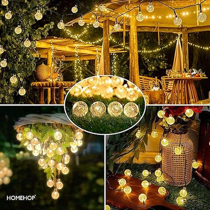 Solar Outdoor LED Crystal Ball String Lights – 8 Modes, Waterproof, Rechargeable